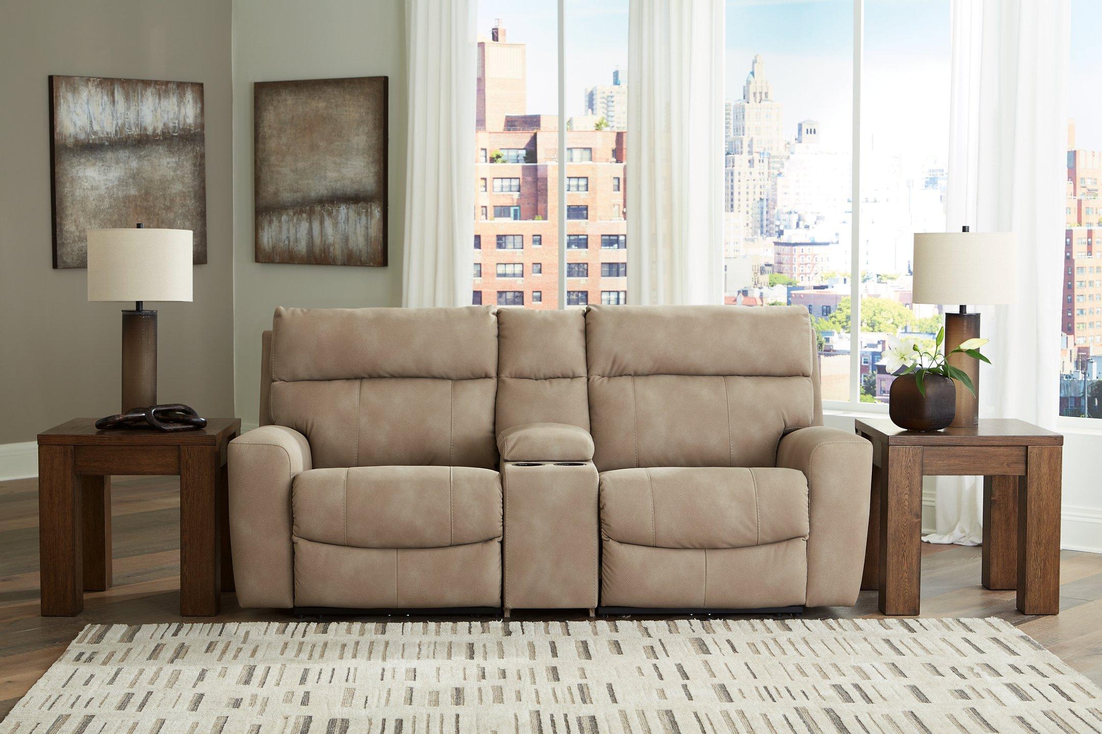 Next-Gen DuraPella Power Reclining Sectional Loveseat with Console - Joseph's Furniture (East Orange, NJ)