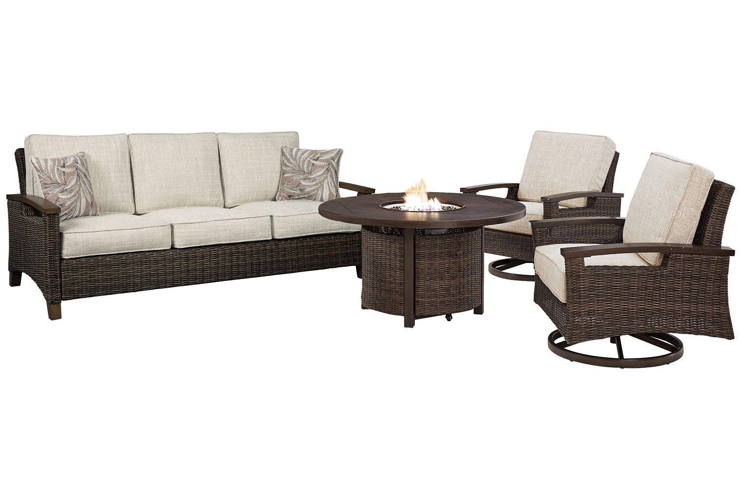 Paradise Trail Outdoor Sofa, Lounge Chairs and Fire Pit Table - Joseph's Furniture (East Orange, NJ)