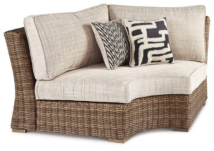 Beachcroft Outdoor Curved Corner Chair with Cushion - Joseph's Furniture (East Orange, NJ)