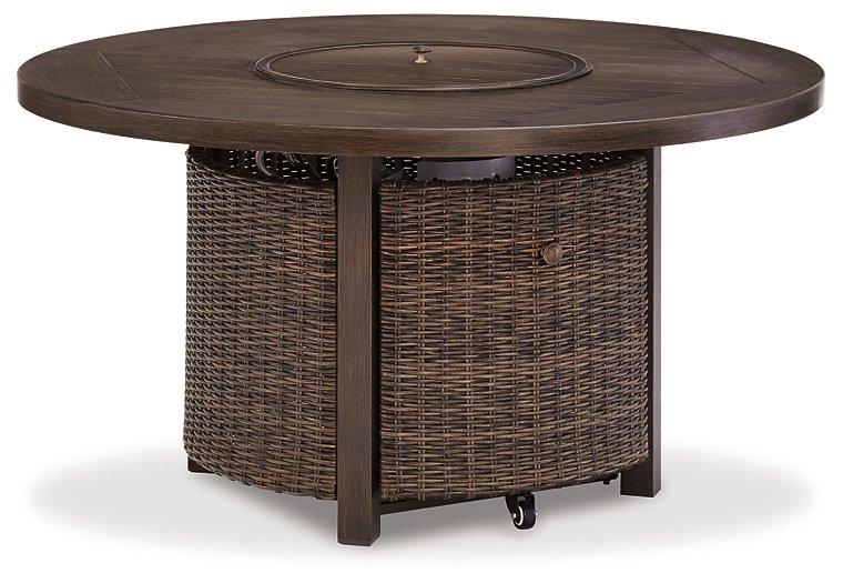 Paradise Trail Paradise Trail Fire Pit Table with 4 Nuvella Swivel Lounge Chairs - Joseph's Furniture (East Orange, NJ)