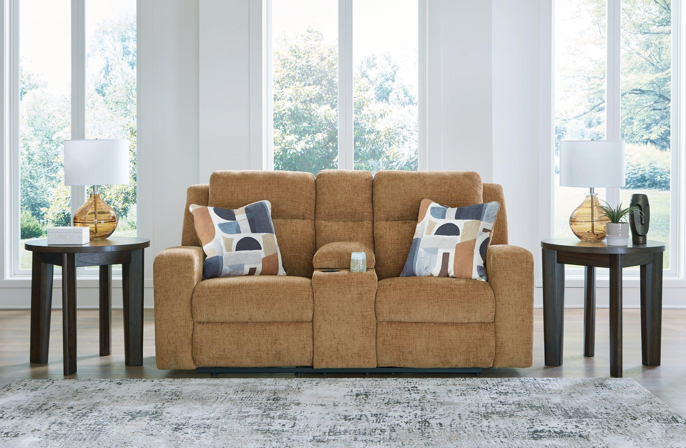 Kanlow Reclining Loveseat with Console - Joseph's Furniture (East Orange, NJ)