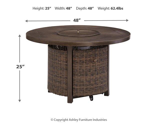 Paradise Trail Paradise Trail Fire Pit Table with 4 Nuvella Swivel Lounge Chairs - Joseph's Furniture (East Orange, NJ)