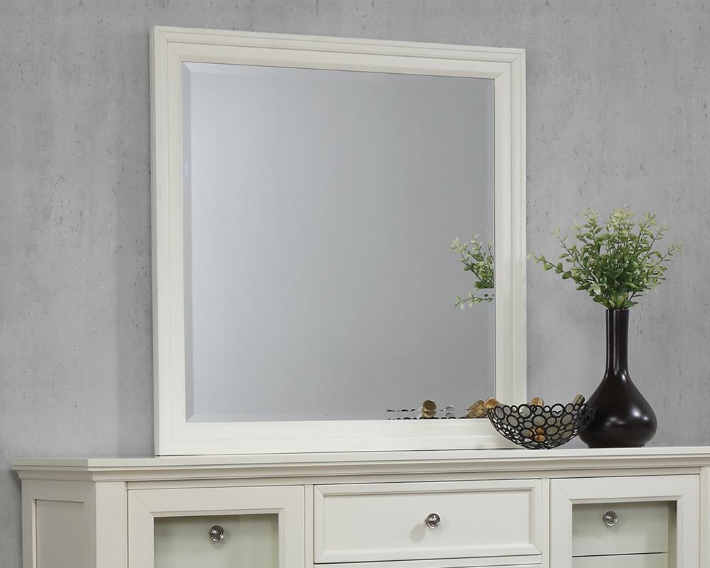 Sandy Beach Rectangular Dresser Mirror Cream White - Joseph's Furniture (East Orange, NJ)