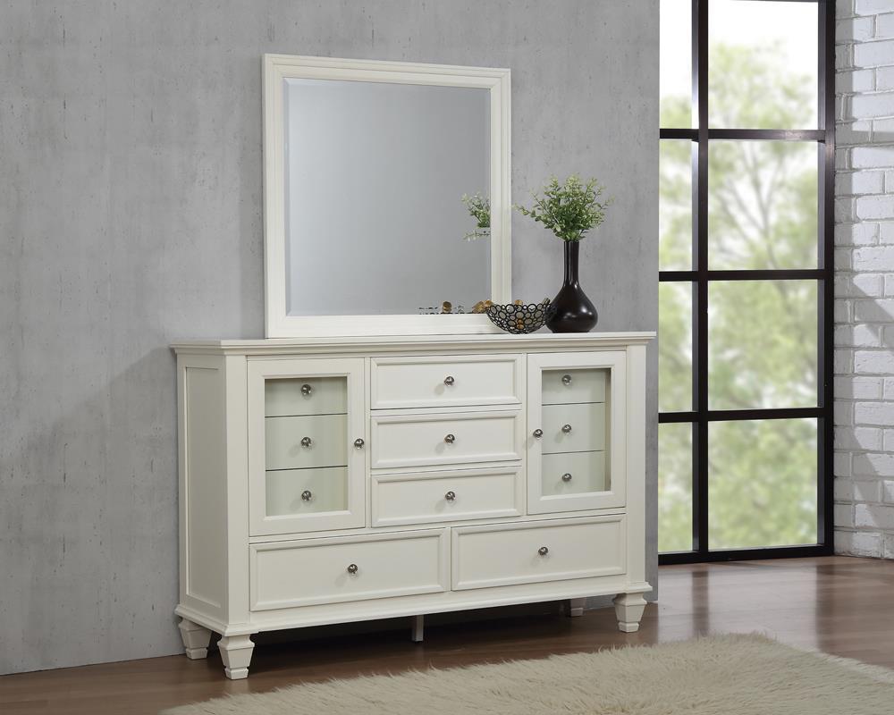 Sandy Beach Rectangular Dresser Mirror Cream White - Joseph's Furniture (East Orange, NJ)