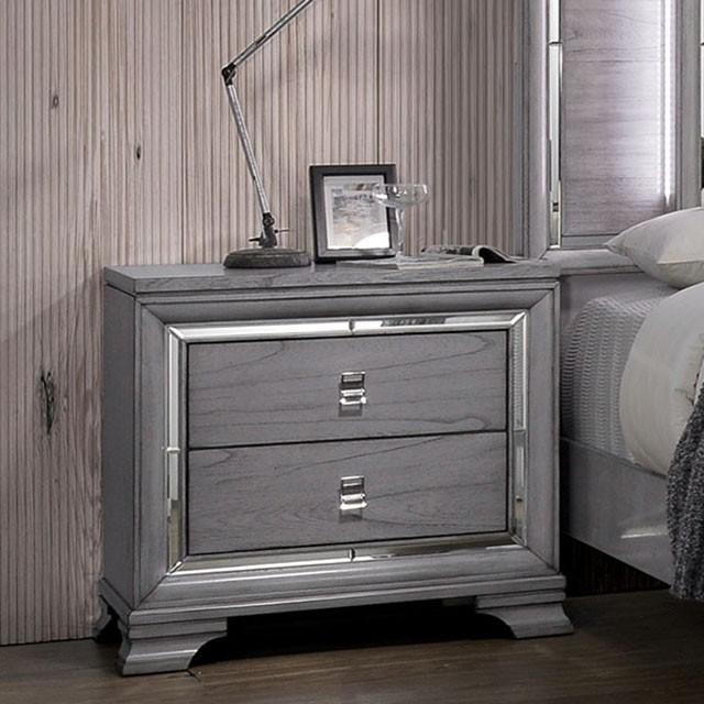 Alanis Light Gray Night Stand - Joseph's Furniture (East Orange, NJ)