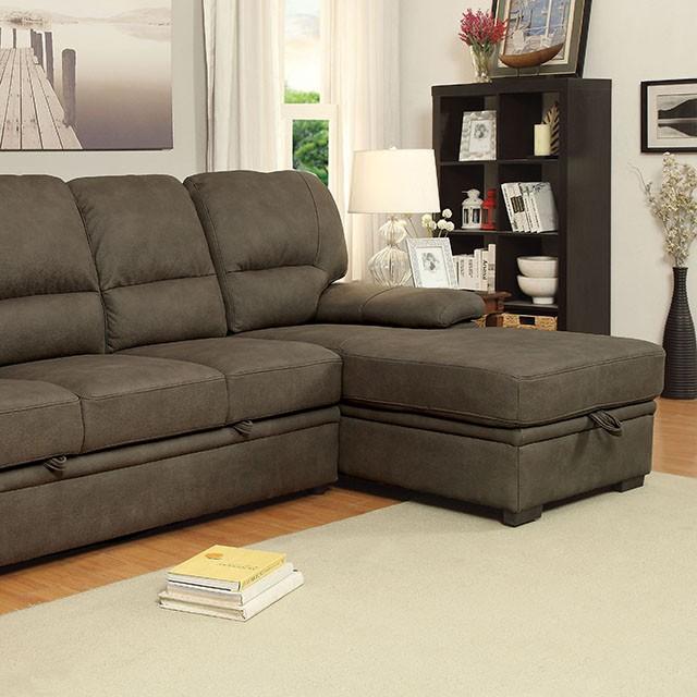 ALCESTER Brown & Gray Sectional w/ Sleeper, Ash - Joseph's Furniture (East Orange, NJ)