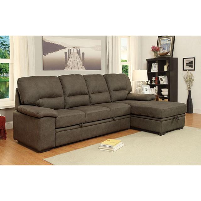 ALCESTER Brown & Gray Sectional w/ Sleeper, Ash - Joseph's Furniture (East Orange, NJ)
