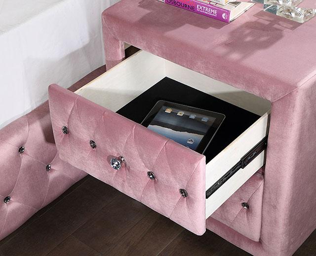 ZOHAR Night Stand, Pink - Joseph's Furniture (East Orange, NJ)