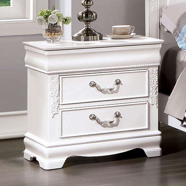 ALECIA Night Stand w/ USB, White - Joseph's Furniture (East Orange, NJ)