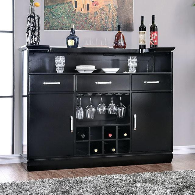 Alena Black Bar Table w/ LED Touch Light & Mirror - Joseph's Furniture (East Orange, NJ)