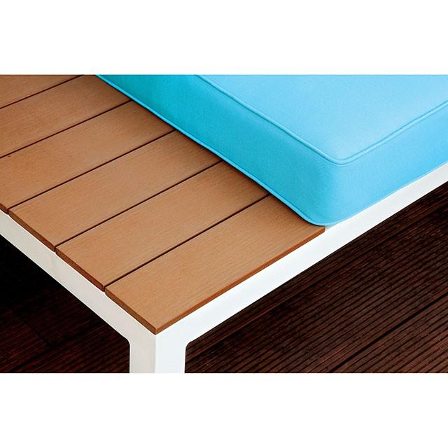 WINONA White/Oak/Blue Patio Sectional w/ Table - Joseph's Furniture (East Orange, NJ)