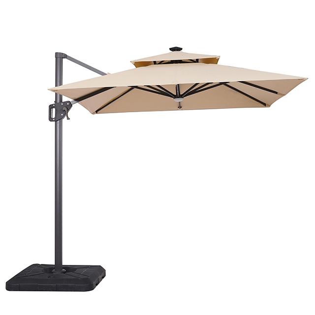 Xico 8 Ft Square Umbrella w/ Double Top w/ LED Light + 37" Large Base - Joseph's Furniture (East Orange, NJ)