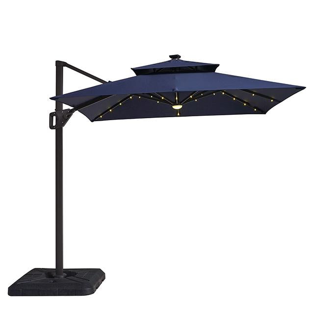 Xico 8 Ft Square Umbrella w/ Double Top w/ LED Light + 37" Large Base - Joseph's Furniture (East Orange, NJ)