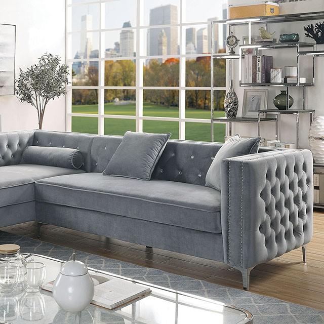 Amie Glam Gray & Black Sectional w/Storage - Joseph's Furniture (East Orange, NJ)