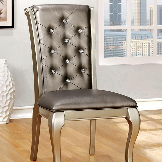 AMINA Champagne Side Chair (2/CTN) - Joseph's Furniture (East Orange, NJ)