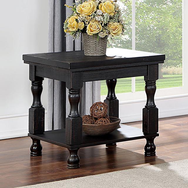 CALANDRA End Table, Antique Black - Joseph's Furniture (East Orange, NJ)