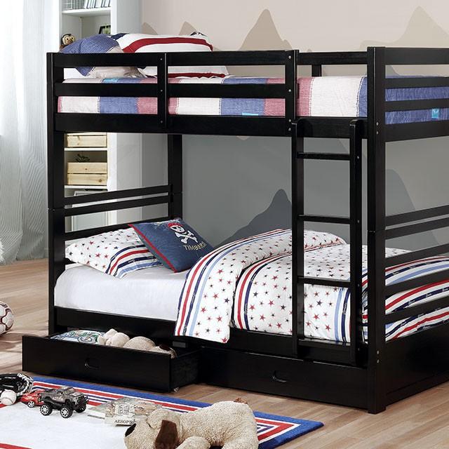 California Iv Black, Walnut, Gray, & White Twin/Twin Bunk Bed - Joseph's Furniture (East Orange, NJ)