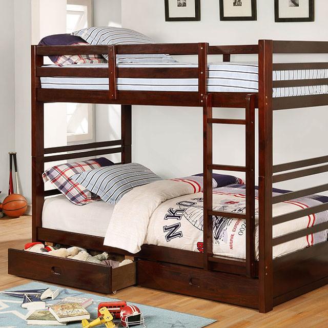 California Iv Black, Walnut, Gray, & White Twin/Twin Bunk Bed - Joseph's Furniture (East Orange, NJ)