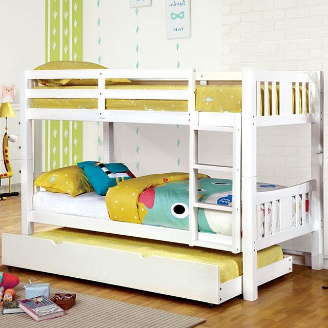 Cameron Dark Walnut, White & Gray Full/Full Bunk Bed - Joseph's Furniture (East Orange, NJ)
