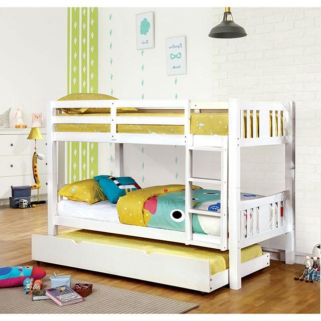 Cameron Dark Walnut, White & Gray Full/Full Bunk Bed