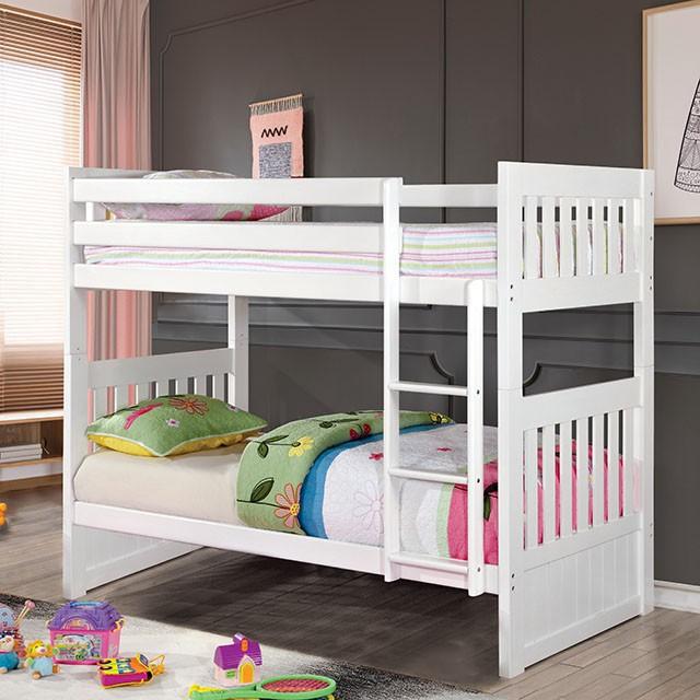 CANBERRA II White Twin/Full Bunk Bed - Joseph's Furniture (East Orange, NJ)