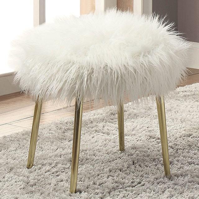 Caoimhe White/Gold Ottoman - Joseph's Furniture (East Orange, NJ)