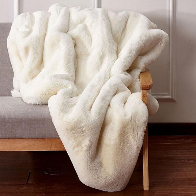 Caparica Off White Throw, Off White - Joseph's Furniture (East Orange, NJ)