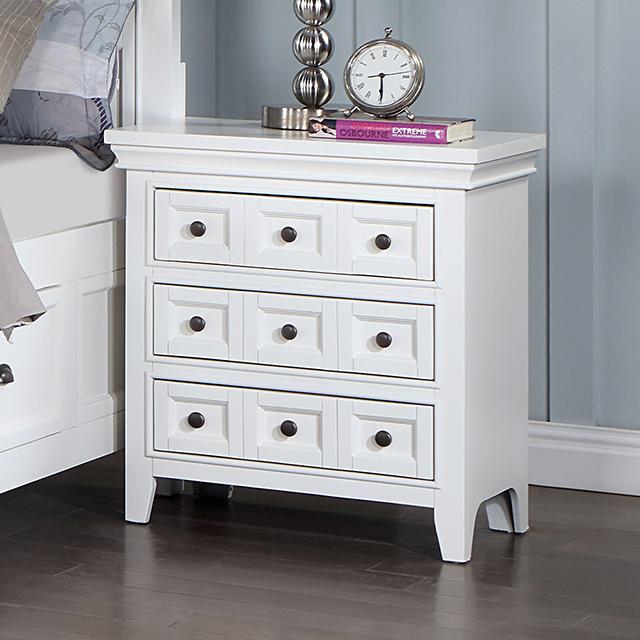 CASTILE Night Stand w/ USB, White - Joseph's Furniture (East Orange, NJ)