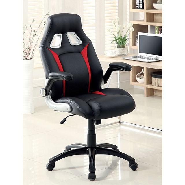 Argon Black/Silver/Red Office Chair - Joseph's Furniture (East Orange, NJ)