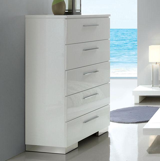 Christie Glossy White Chest - Joseph's Furniture (East Orange, NJ)