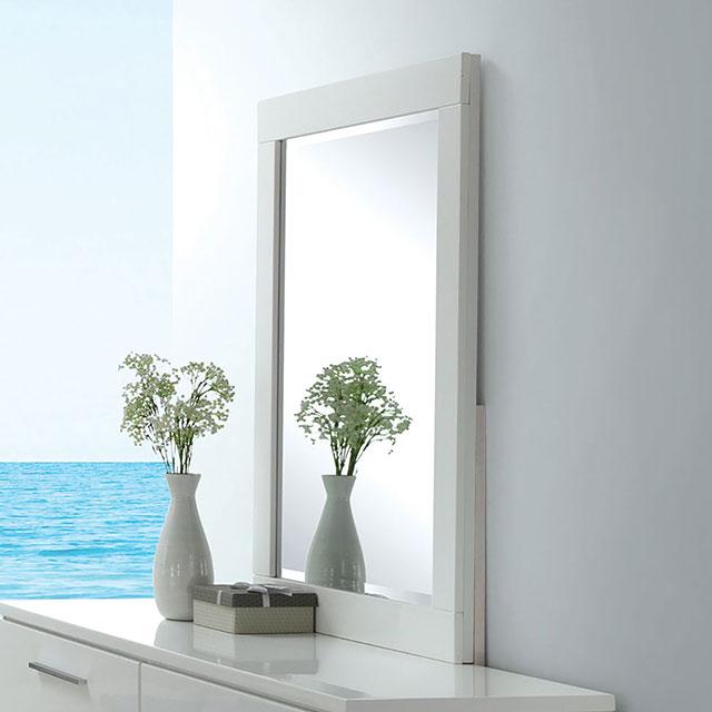 Christie Glossy White Mirror - Joseph's Furniture (East Orange, NJ)
