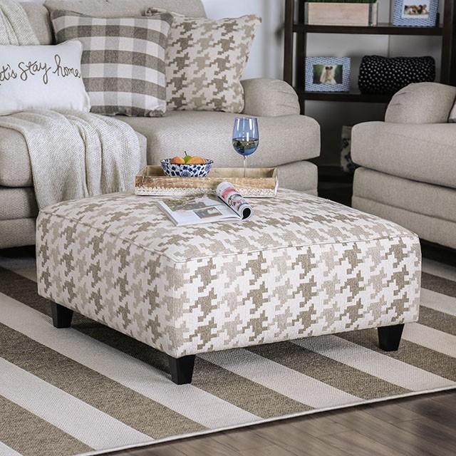 Christine Light Gray/Pattern Ottoman - Joseph's Furniture (East Orange, NJ)