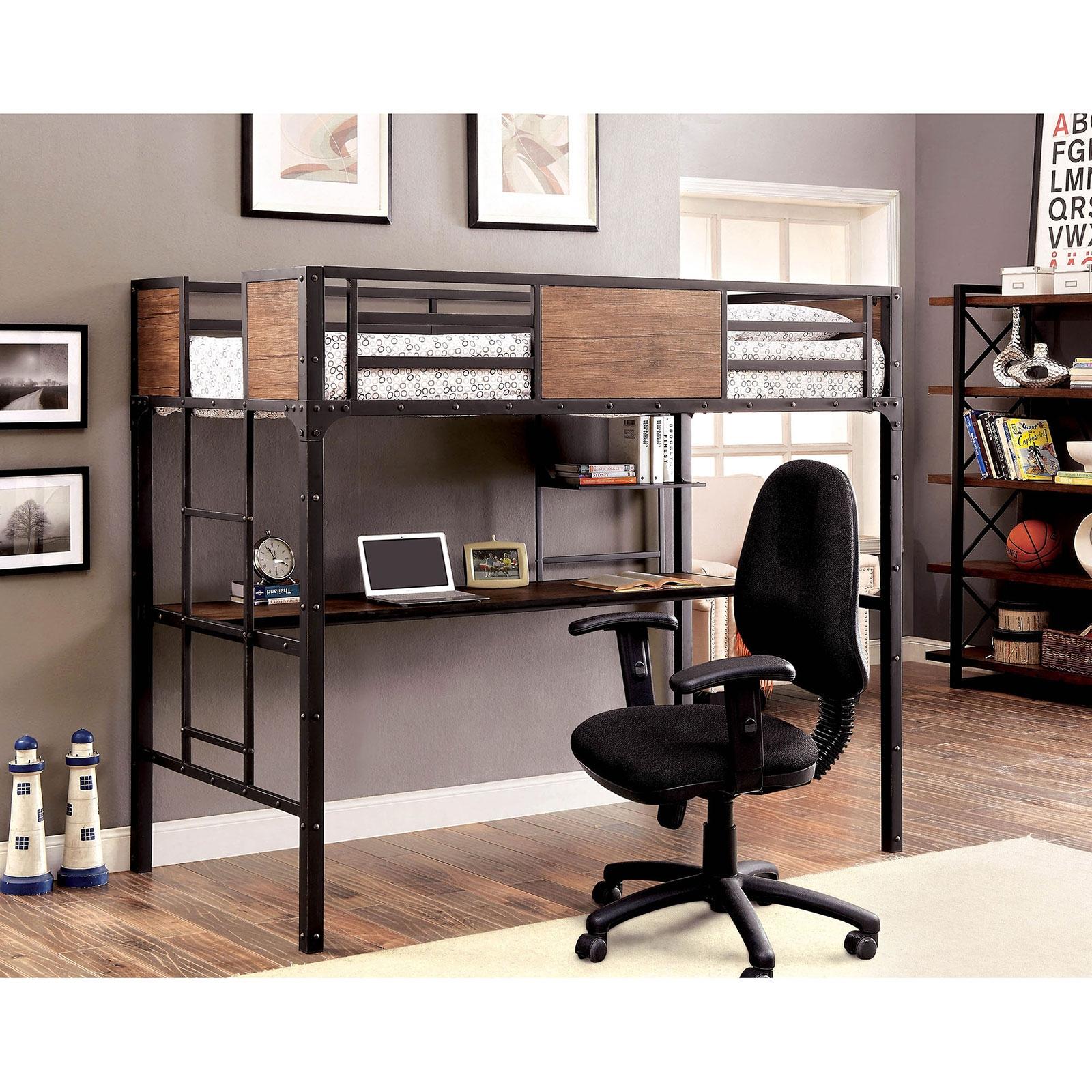 CLAPTON Black Twin Bed w/ Workstation - Joseph's Furniture (East Orange, NJ)