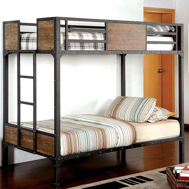 CLAPTON Black Twin/Twin Bunk Bed - Joseph's Furniture (East Orange, NJ)