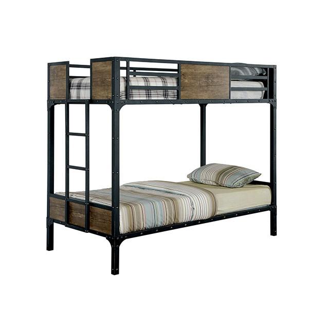 CLAPTON Black Twin/Twin Bunk Bed - Joseph's Furniture (East Orange, NJ)