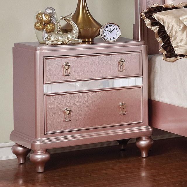 Ariston Rose Gold Night Stand - Joseph's Furniture (East Orange, NJ)