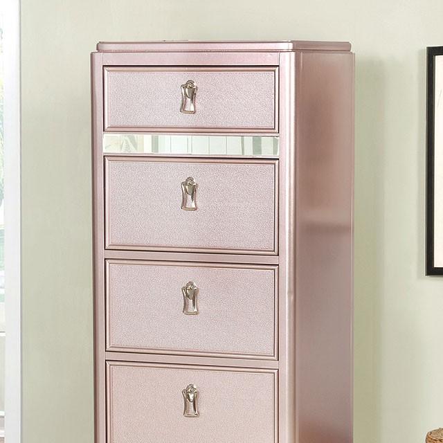 Ariston Rose Gold Swivel Chest - Joseph's Furniture (East Orange, NJ)