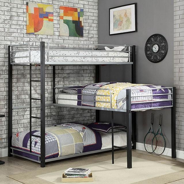 Aubrey Sand Black Twin Triple Decker Bed - Joseph's Furniture (East Orange, NJ)