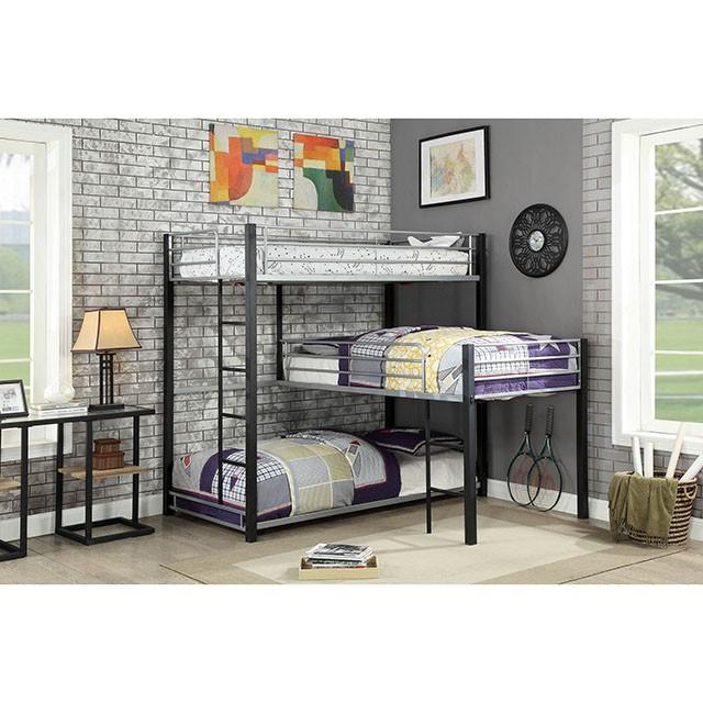 Aubrey Sand Black Twin Triple Decker Bed - Joseph's Furniture (East Orange, NJ)