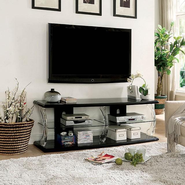 Ernst Black/Clear 60" TV Stand - Joseph's Furniture (East Orange, NJ)