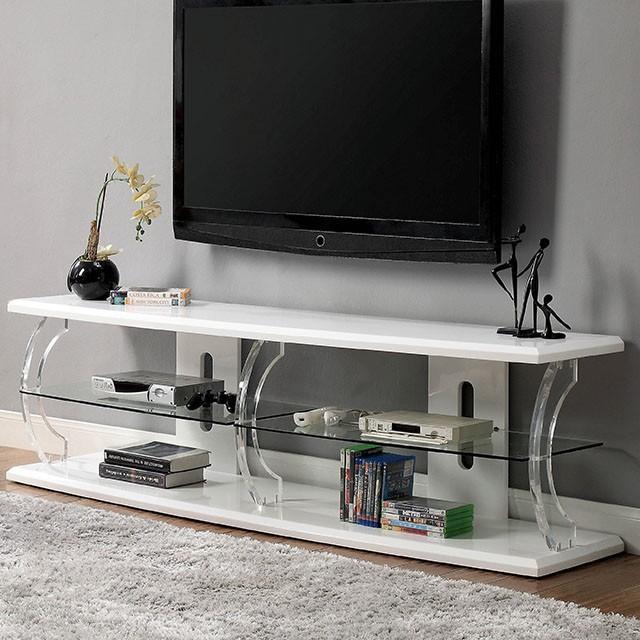 Ernst White/Clear 60" TV Stand - Joseph's Furniture (East Orange, NJ)