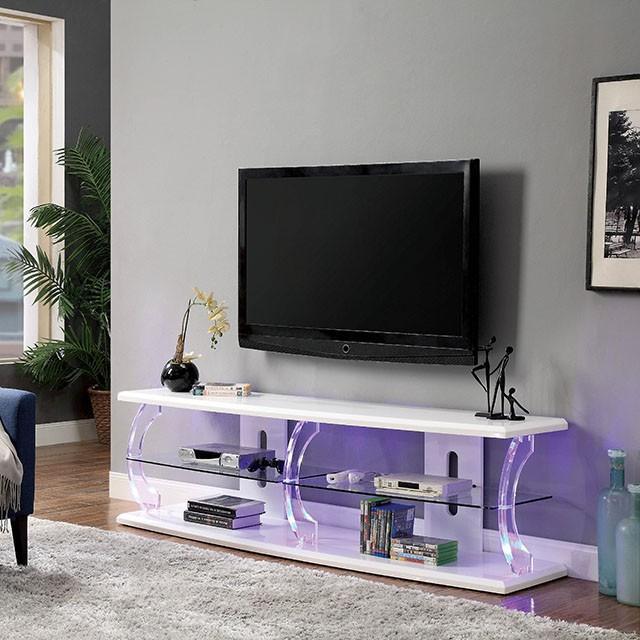 Ernst White/Clear 60" TV Stand - Joseph's Furniture (East Orange, NJ)