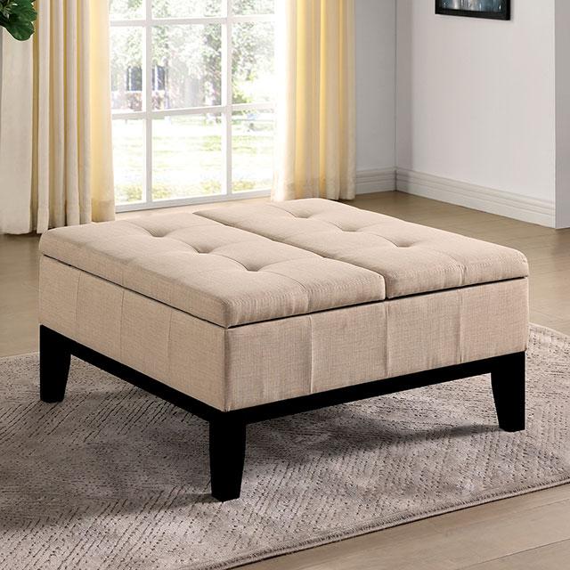 FAZIO Storage Ottoman, Beige - Joseph's Furniture (East Orange, NJ)
