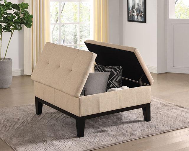FAZIO Storage Ottoman, Beige - Joseph's Furniture (East Orange, NJ)