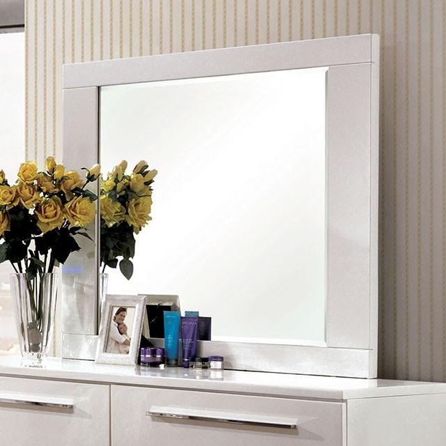 CLEMENTINE Glossy White Mirror - Joseph's Furniture (East Orange, NJ)