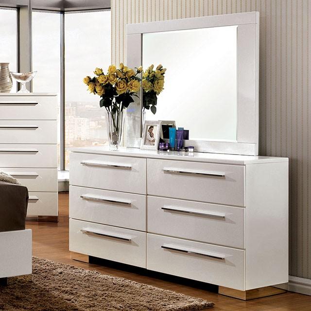 CLEMENTINE Glossy White Mirror - Joseph's Furniture (East Orange, NJ)