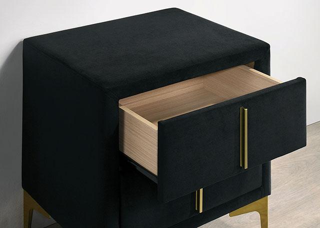 FLORIZEL Night Stand, Black - Joseph's Furniture (East Orange, NJ)
