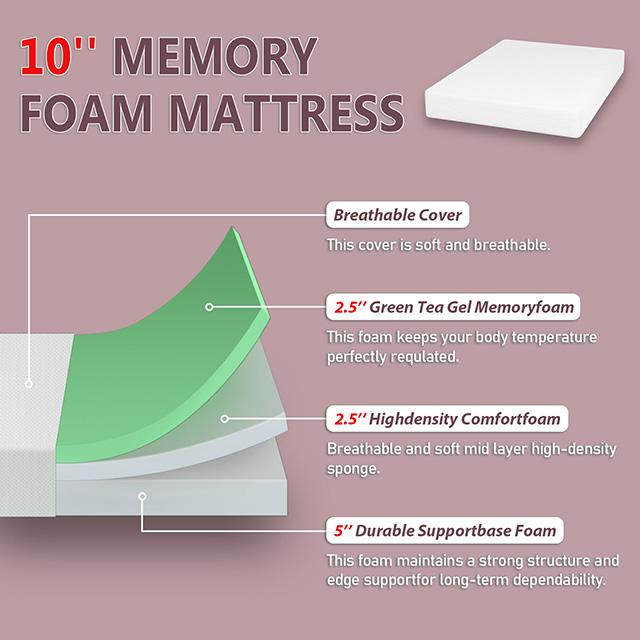 Forsythia 10" Queen Green Tea Gel Memory Foam - Joseph's Furniture (East Orange, NJ)