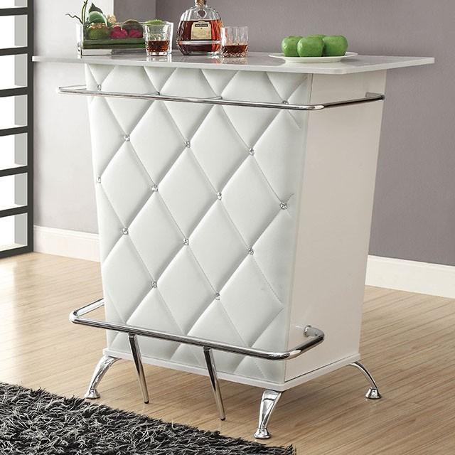 Fuero White/Chrome Bar Table (K/D) - Joseph's Furniture (East Orange, NJ)