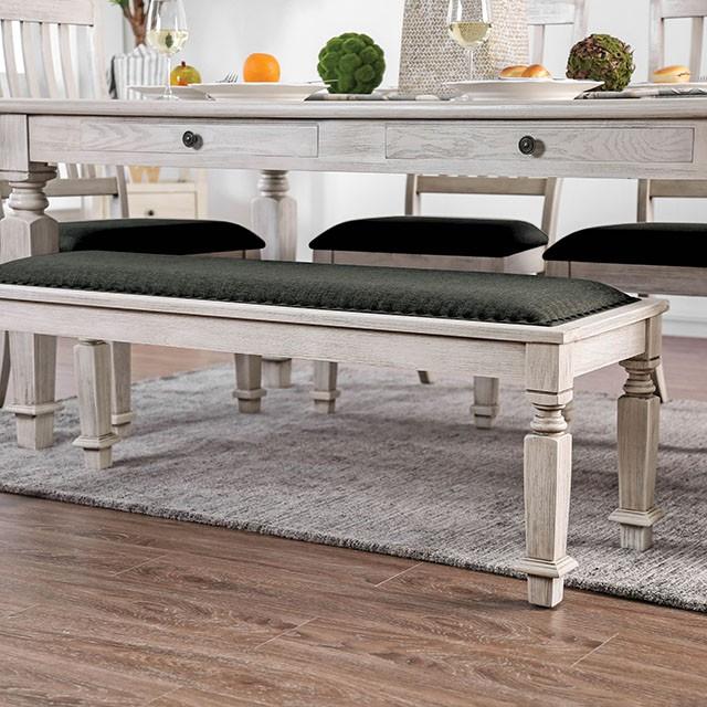 Georgia Antique White/Gray Bench - Joseph's Furniture (East Orange, NJ)